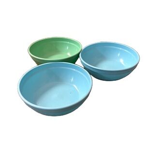 Vintage Gerber Baby Food Blue Green Plastic Bowl Bundle Lot
